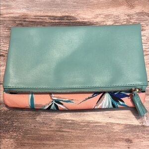 Rachel Pally Green and Pink Clutch with Floral Design
